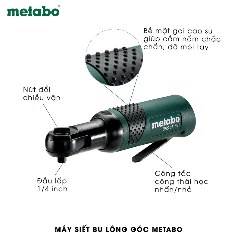 Máy Siết Bu Lông Góc Khí Nén Metabo DRS 35-1/4in Máy Siết Bu Lông Góc Khí Nén Metabo DRS 35-1/4in